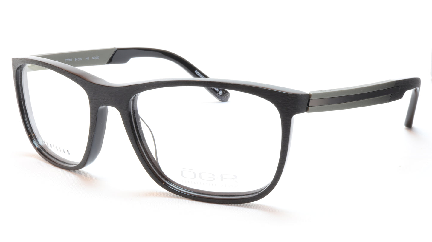 OGA Morel Eyeglasses Frame 77710 NG090 Acetate Black Grey France 54-17-140, 37 - Frame Bay