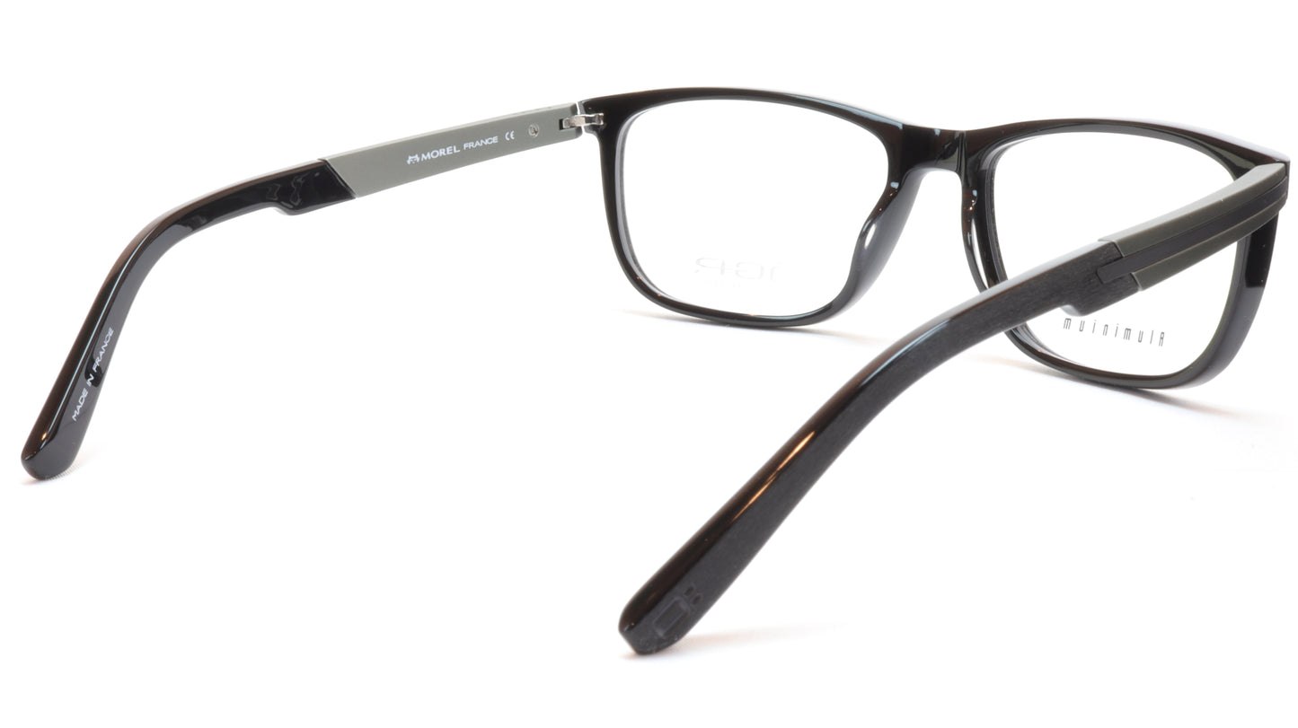OGA Morel Eyeglasses Frame 77710 NG090 Acetate Black Grey France 54-17-140, 37 - Frame Bay