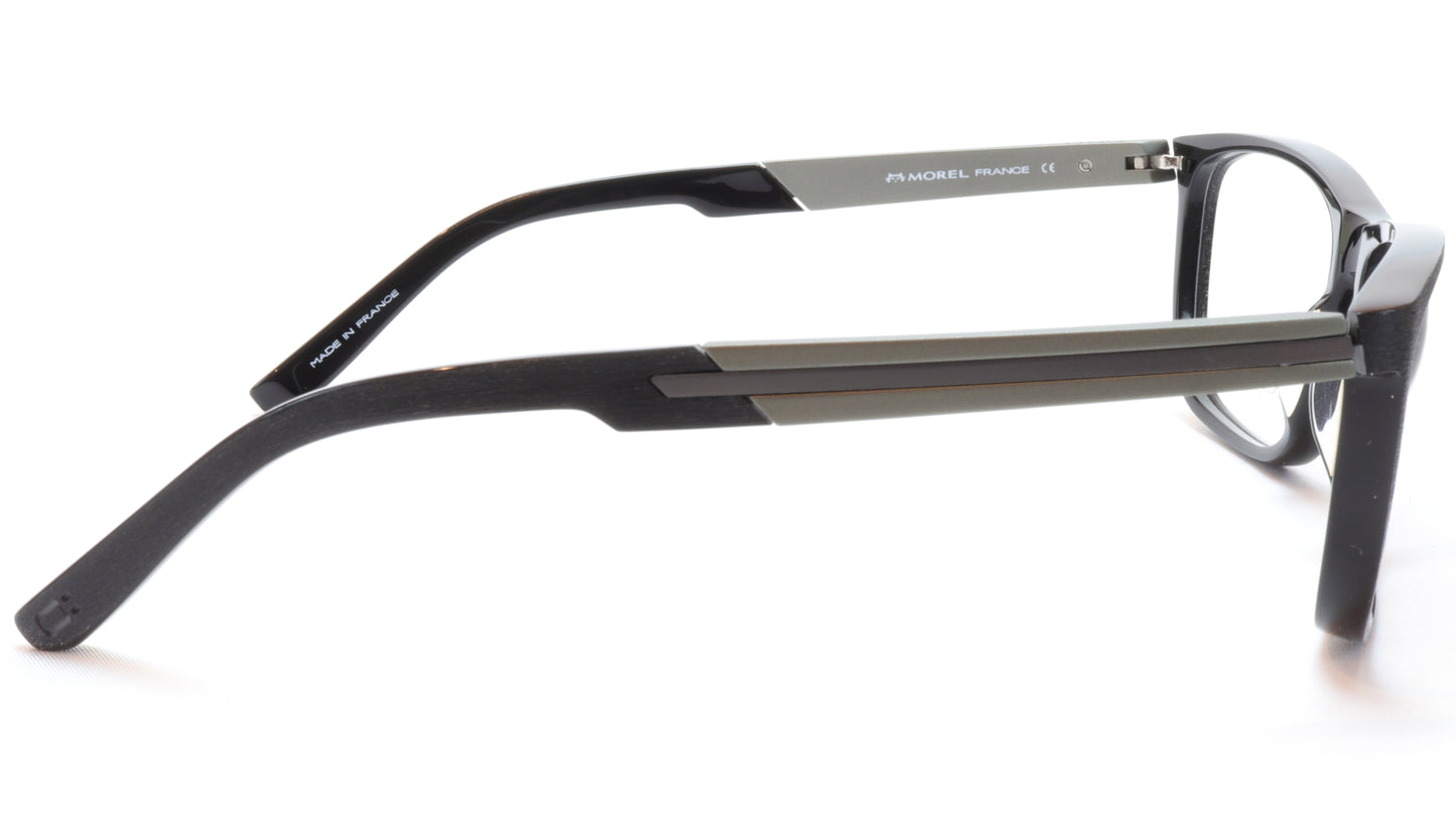 OGA Morel Eyeglasses Frame 77710 NG090 Acetate Black Grey France 54-17-140, 37 - Frame Bay