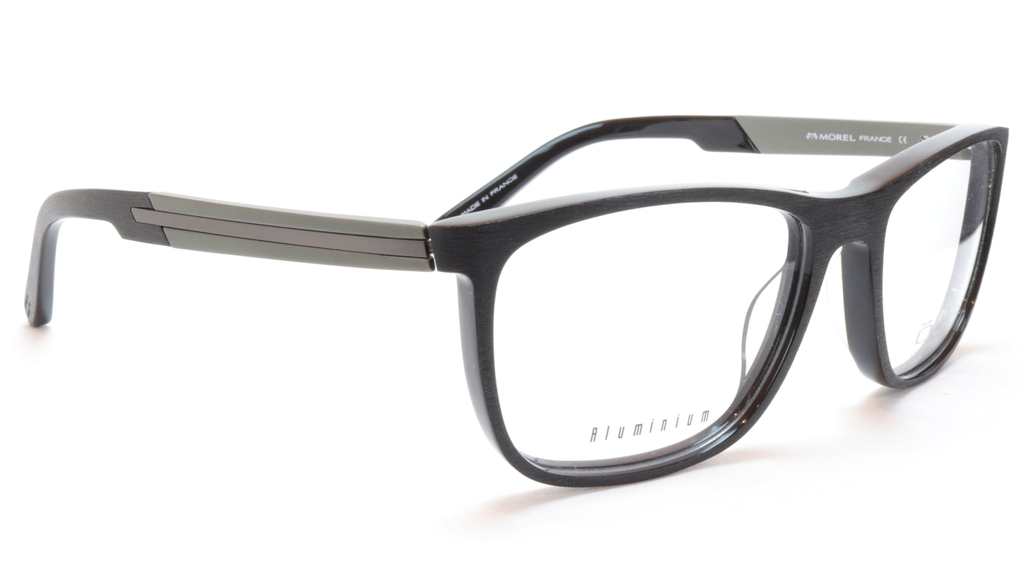 OGA Morel Eyeglasses Frame 77710 NG090 Acetate Black Grey France 54-17-140, 37 - Frame Bay