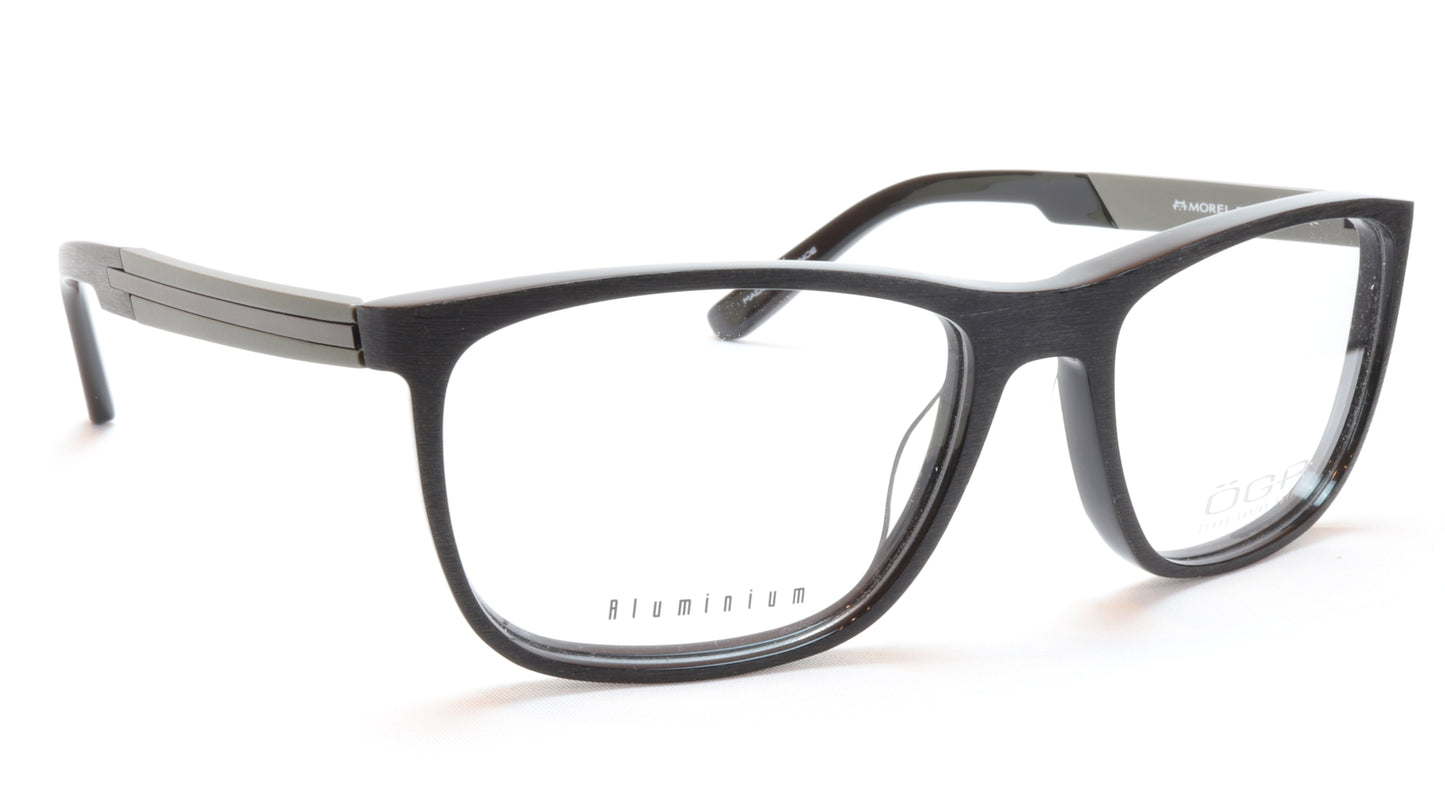 OGA Morel Eyeglasses Frame 77710 NG090 Acetate Black Grey France 54-17-140, 37 - Frame Bay