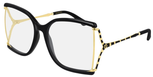 Gucci Eyeglasses GG0592O 001 Black Gold Acetate Metal Italy Made