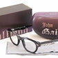 John Galliano Eyeglasses Frame JG5018 001 Plastic Black Over Newspaper Italy - Frame Bay