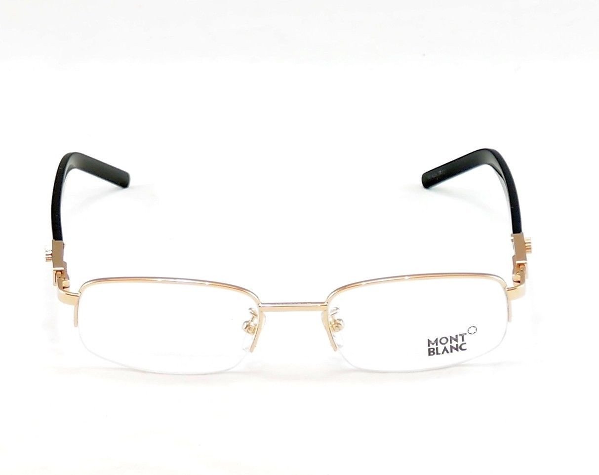 Mont Blanc Eyeglasses Frame MB399 028 Gold Black Metal Plastic Italy 54-20-140 - Frame Bay