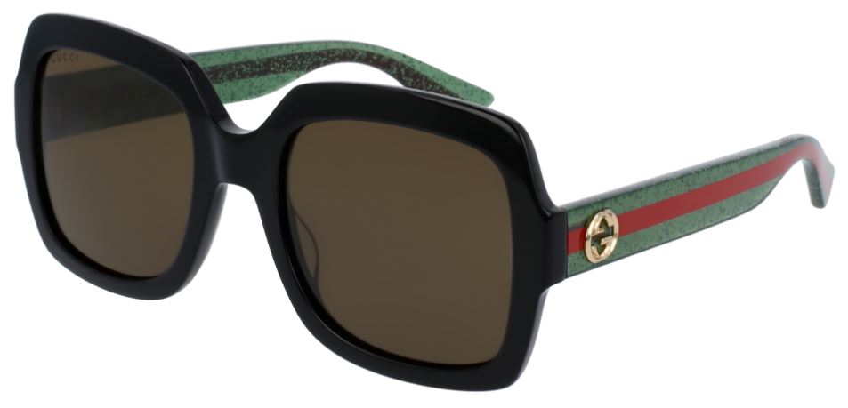 Gucci Sunglasses GG0036S 002 Black Green Brown Acetate Italy Made