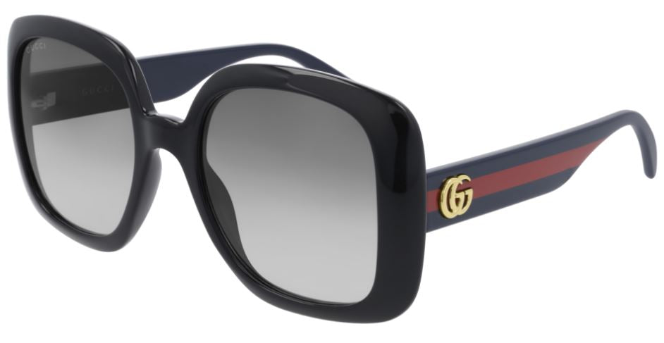 Gucci Sunglasses GG0713S 001 Black Blue Grey Gradient Acetate Italy Made
