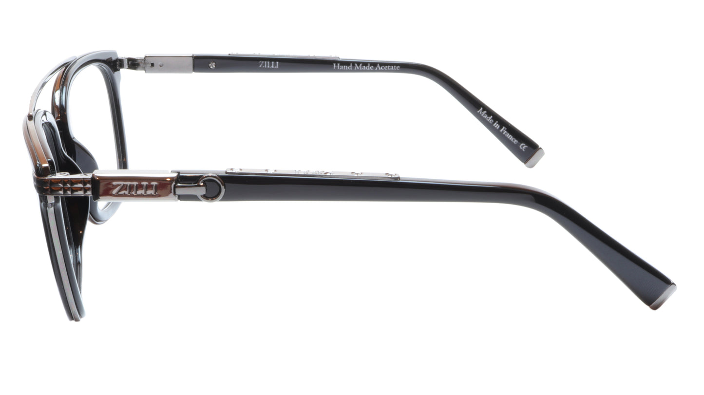 ZILLI Eyeglasses Frame Acetate Titanium Black France Hand Made ZI 60017 C02 - Frame Bay