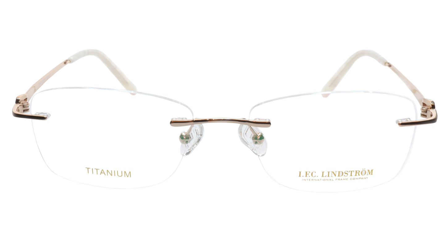 LINDSTROM L-107 C1 Eyeglasses Frame Titanium Gold 53-17-138 Handmade in Italy - Frame Bay