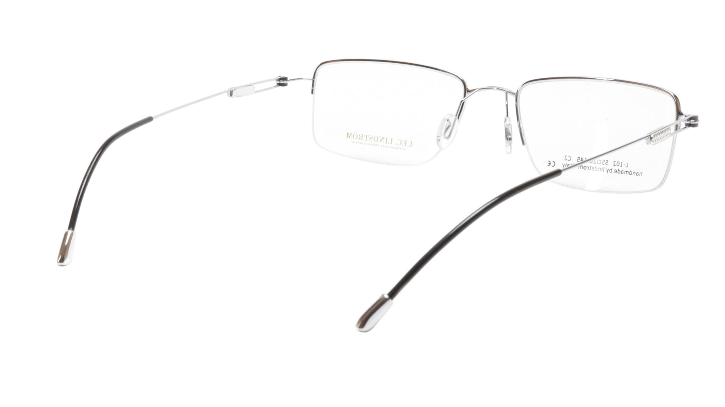 LINDSTROM L-102 C2 Eyeglasses Frame Acetate Metal Silver Black Italy 55-20-145 - Frame Bay