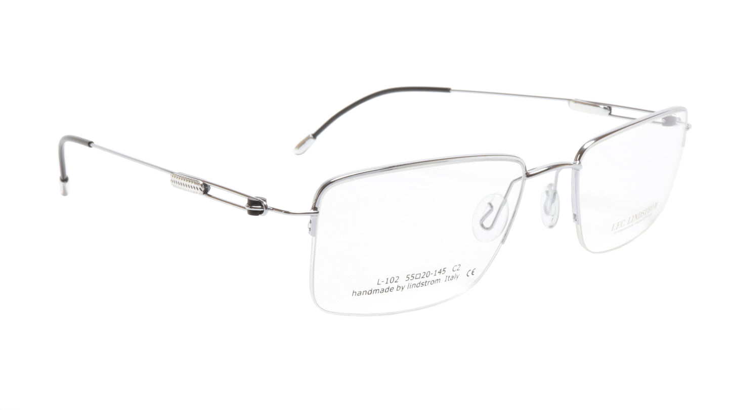 LINDSTROM L-102 C2 Eyeglasses Frame Acetate Metal Silver Black Italy 55-20-145 - Frame Bay