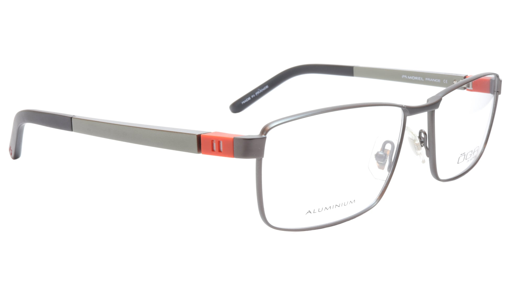 OGA Morel Eyeglasses Frame 81730 GR041 Metal Acetate Black Silver Orange France - Frame Bay