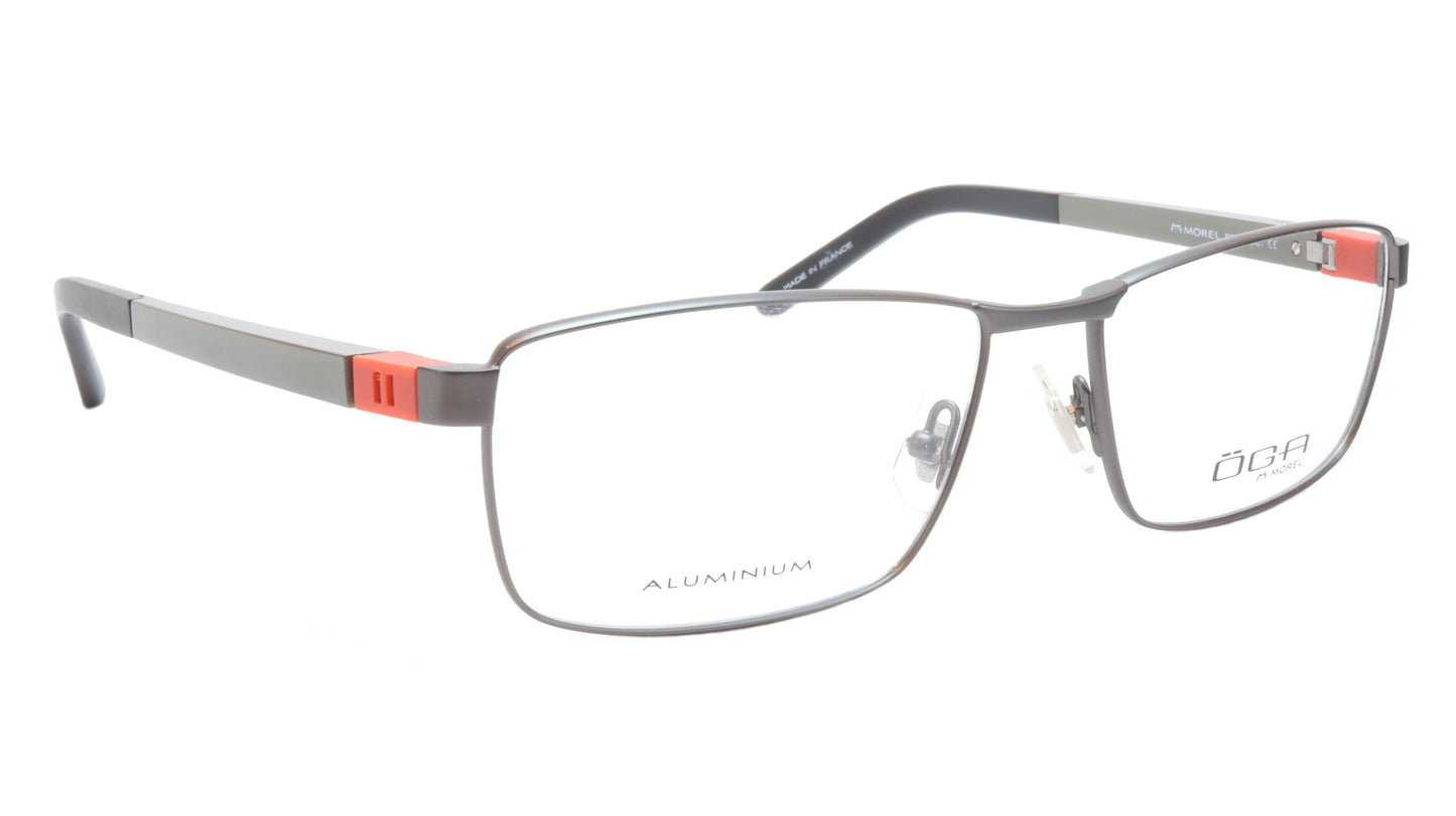 OGA Morel Eyeglasses Frame 81730 GR041 Metal Acetate Black Silver Orange France - Frame Bay