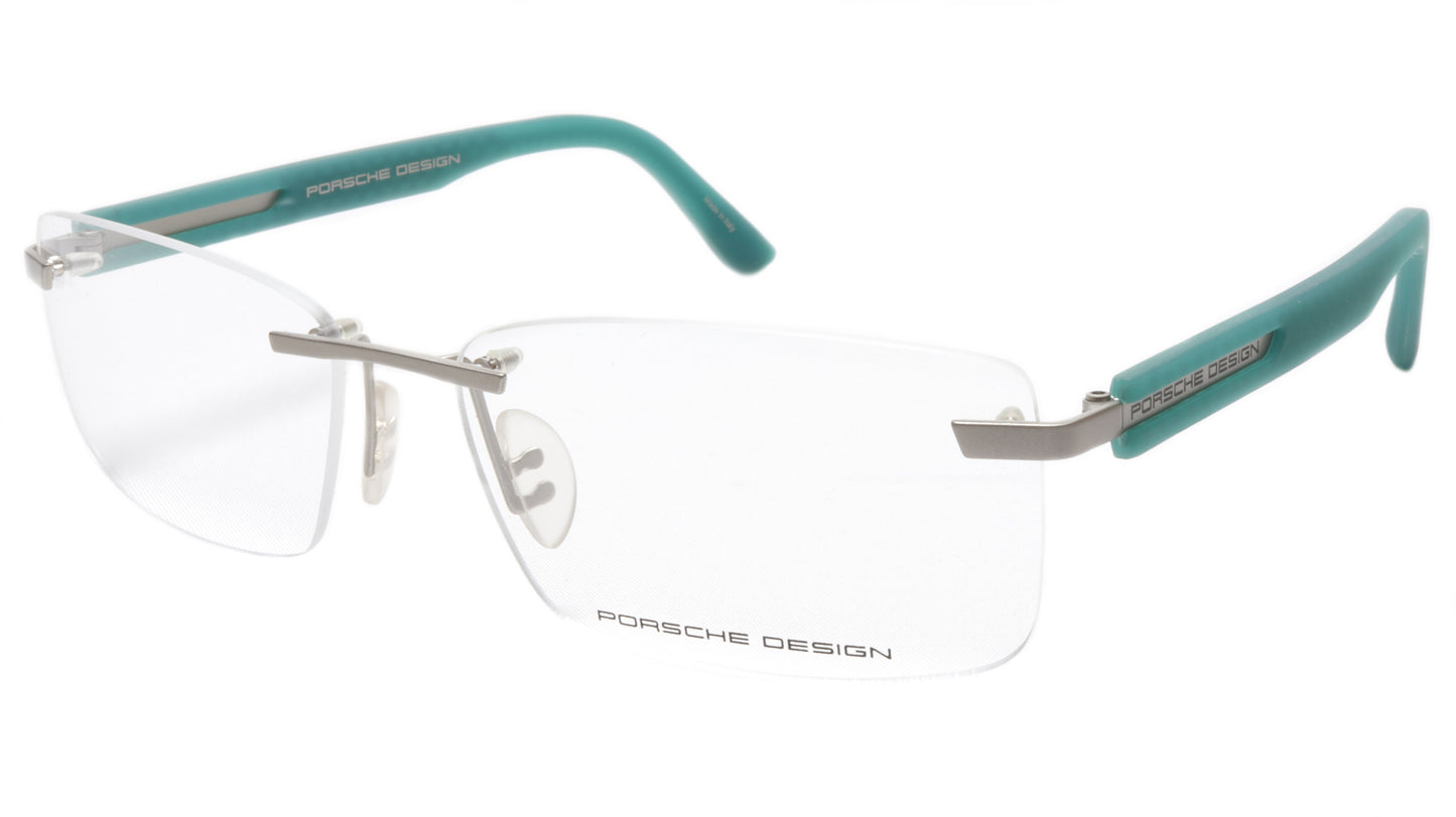 Porsche Design P8232 Satin Silver Teal Eyeglasses Frame Italy 59-16-140, 35 - Frame Bay