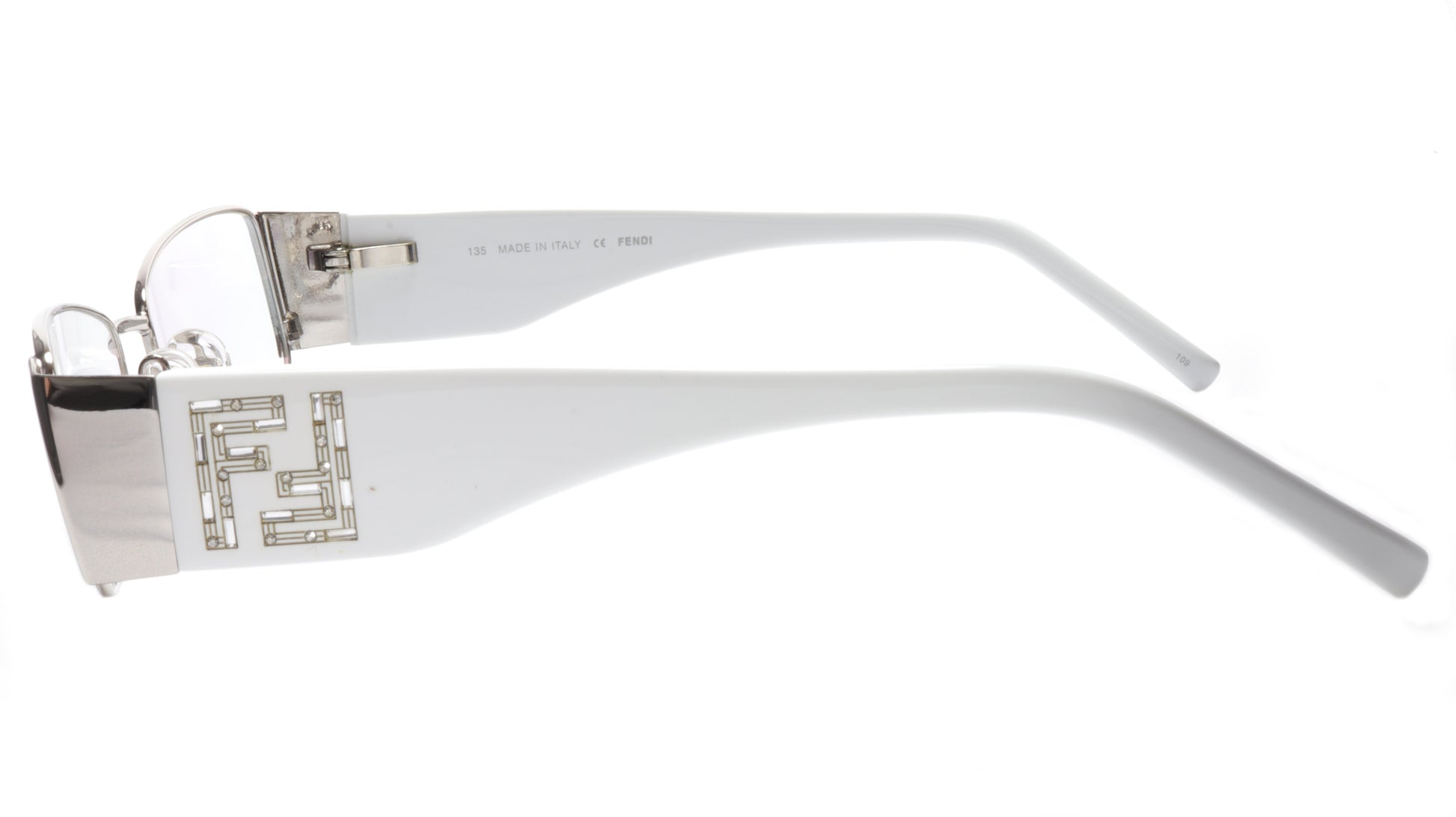 FENDI Eyeglasses Frame F923R (028) Metal Chrome White Italy Made 52-16-135, 28 - Frame Bay