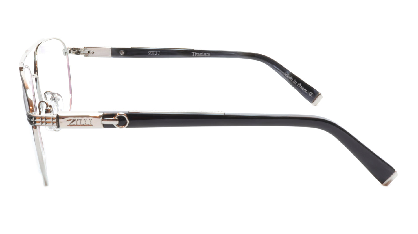 ZILLI Eyeglasses Frame Titanium Acetate Silver Black France Made ZI60022 C07 - Frame Bay