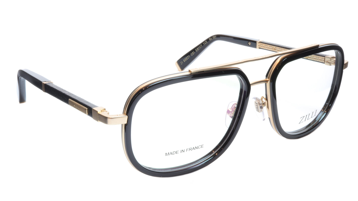 ZILLI Eyeglasses Frame Titanium Acetate Black Gold France Made ZI60021 C01 - Frame Bay