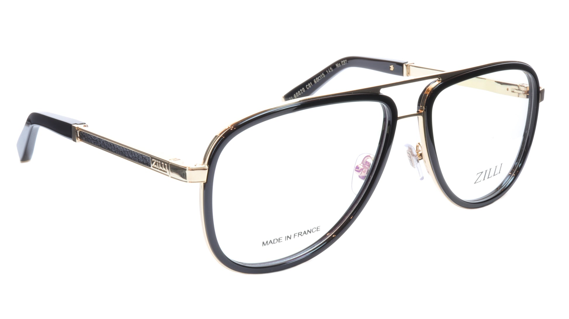 ZILLI Eyeglasses Frame Titanium Acetate Gold Black France Made ZI60020 C01 - Frame Bay