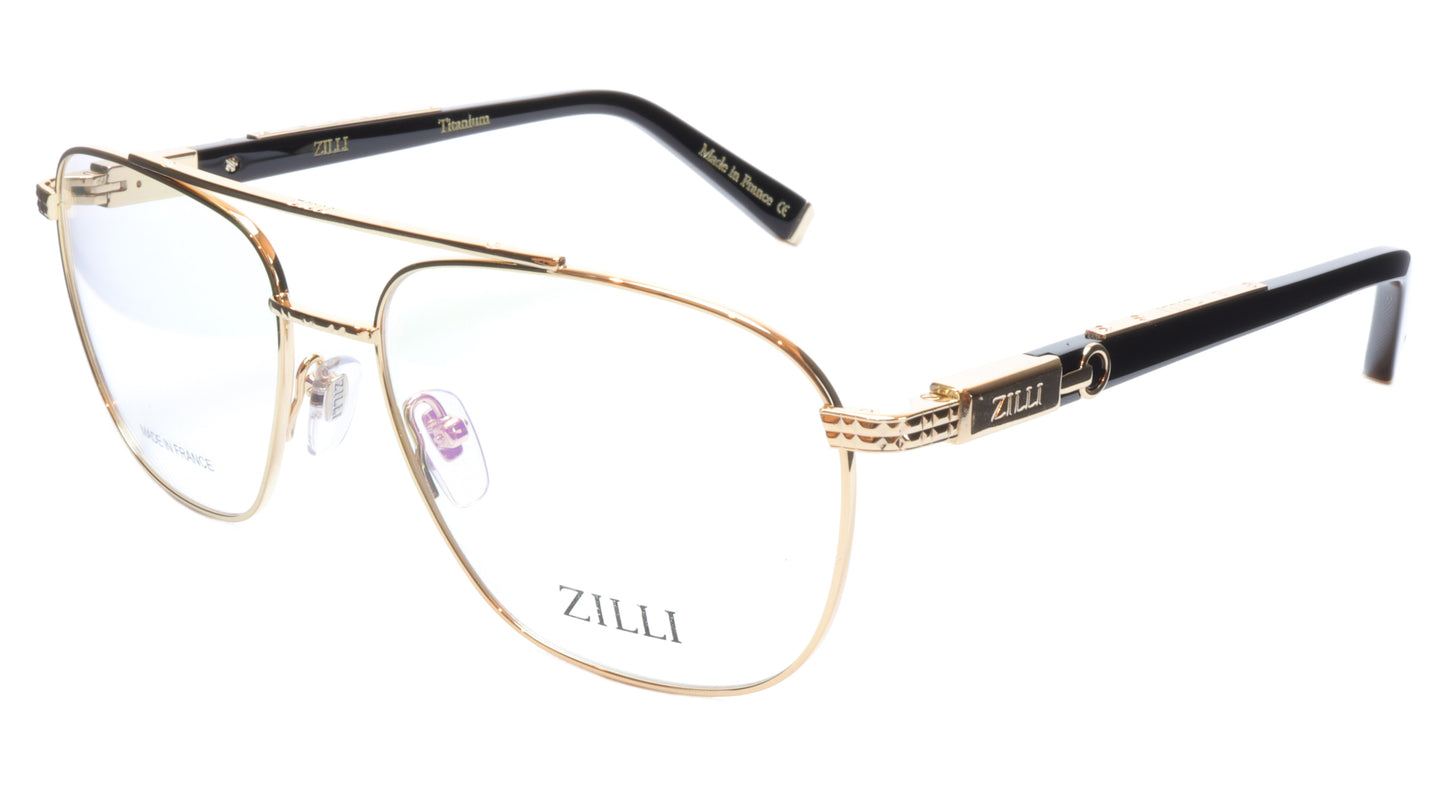 ZILLI Eyeglasses Frame Titanium Acetate Gold Black France Made ZI60022 C01 - Frame Bay