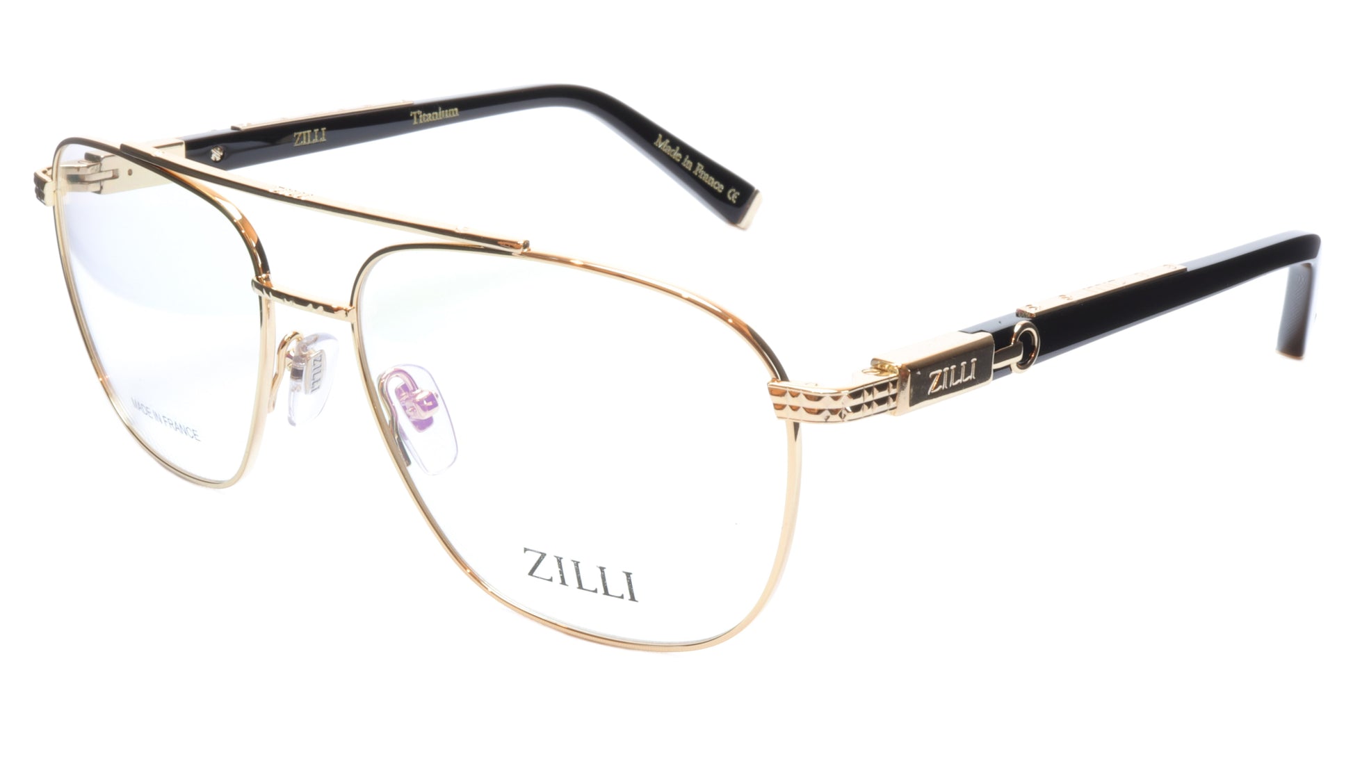 ZILLI Eyeglasses Frame Titanium Acetate Gold Black France Made ZI60022 C01 - Frame Bay