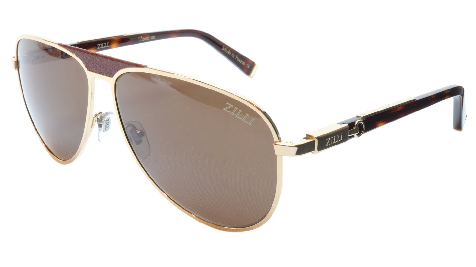 ZILLI Sunglasses Titanium Acetate Leather Polarized France ZI 65021 C06 - Frame Bay