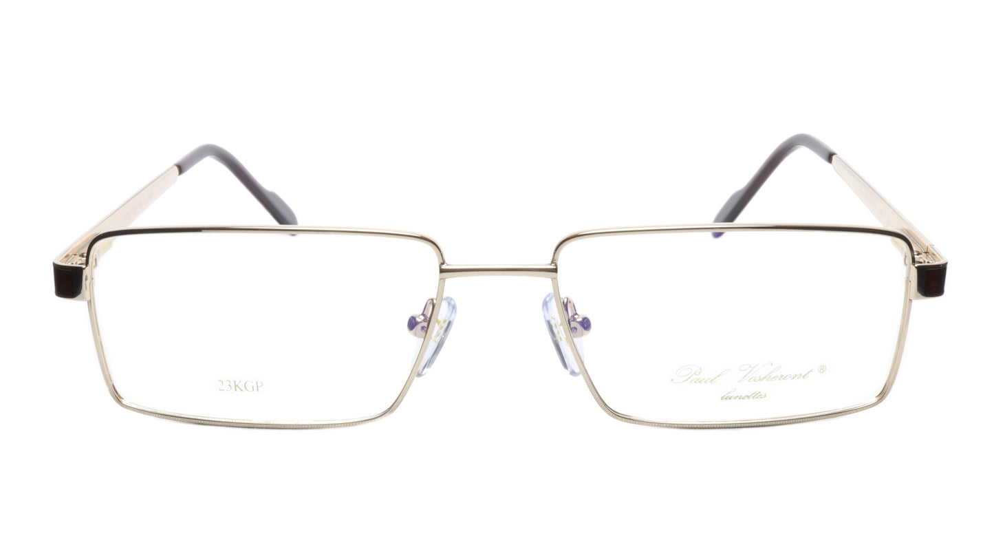 Paul Vosheront Eyeglasses Frame PV323 C1 Gold Plated Wood Italy 57-17-145 32 - Frame Bay