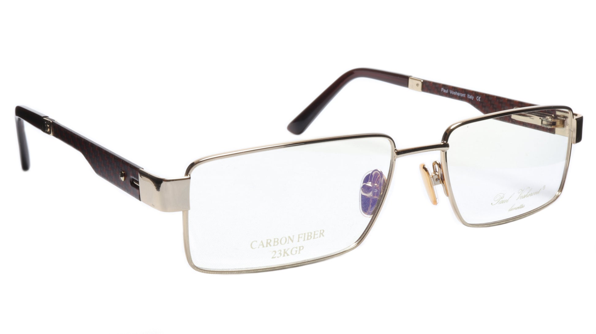 Paul Vosheront Eyeglasses Frame PV314 C1 Gold Plated Carbon Italy 57-17-145 31 - Frame Bay