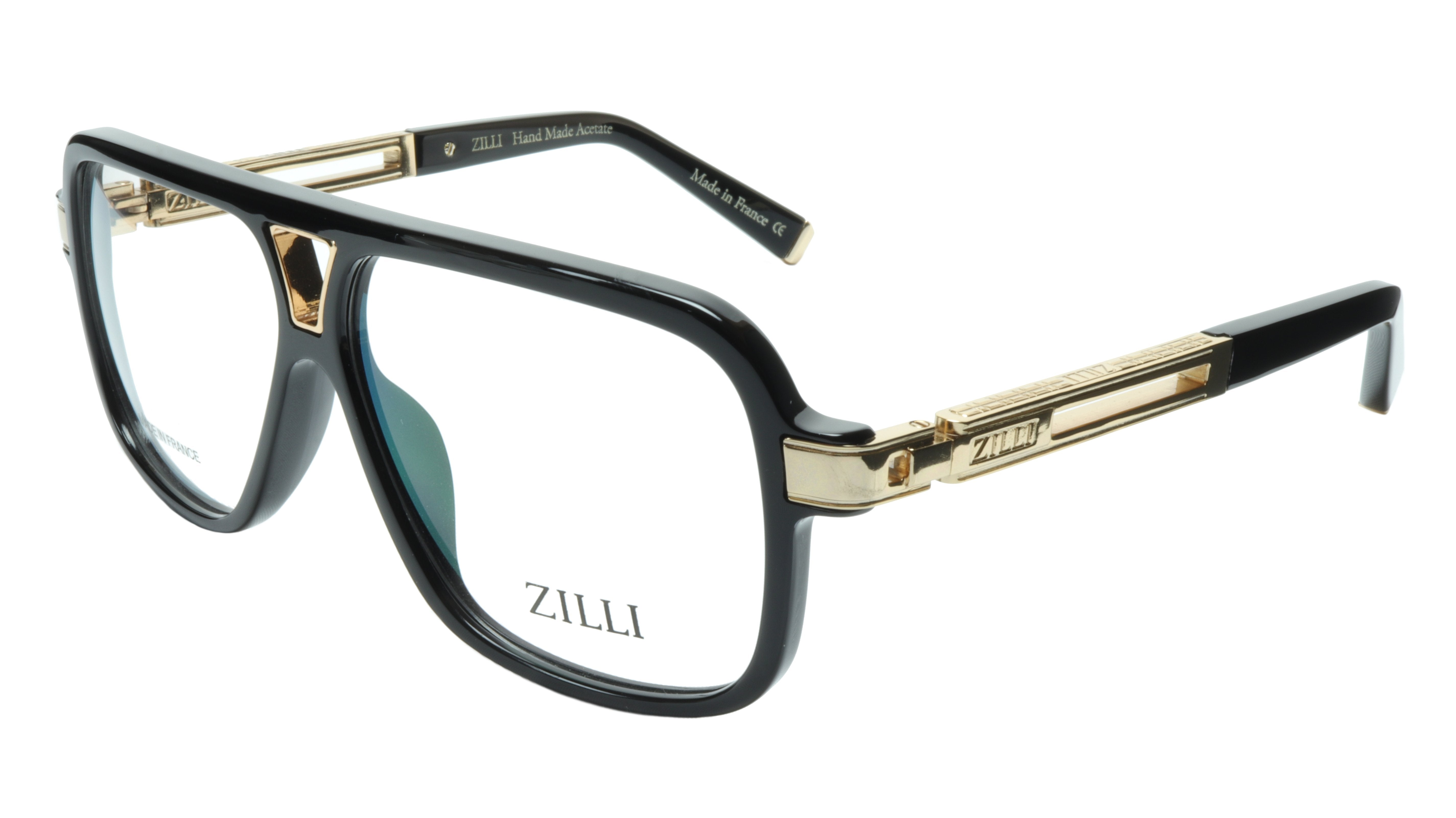 ZILLI Eyeglasses Frame Titanium Acetate Black Gold France Made ZI