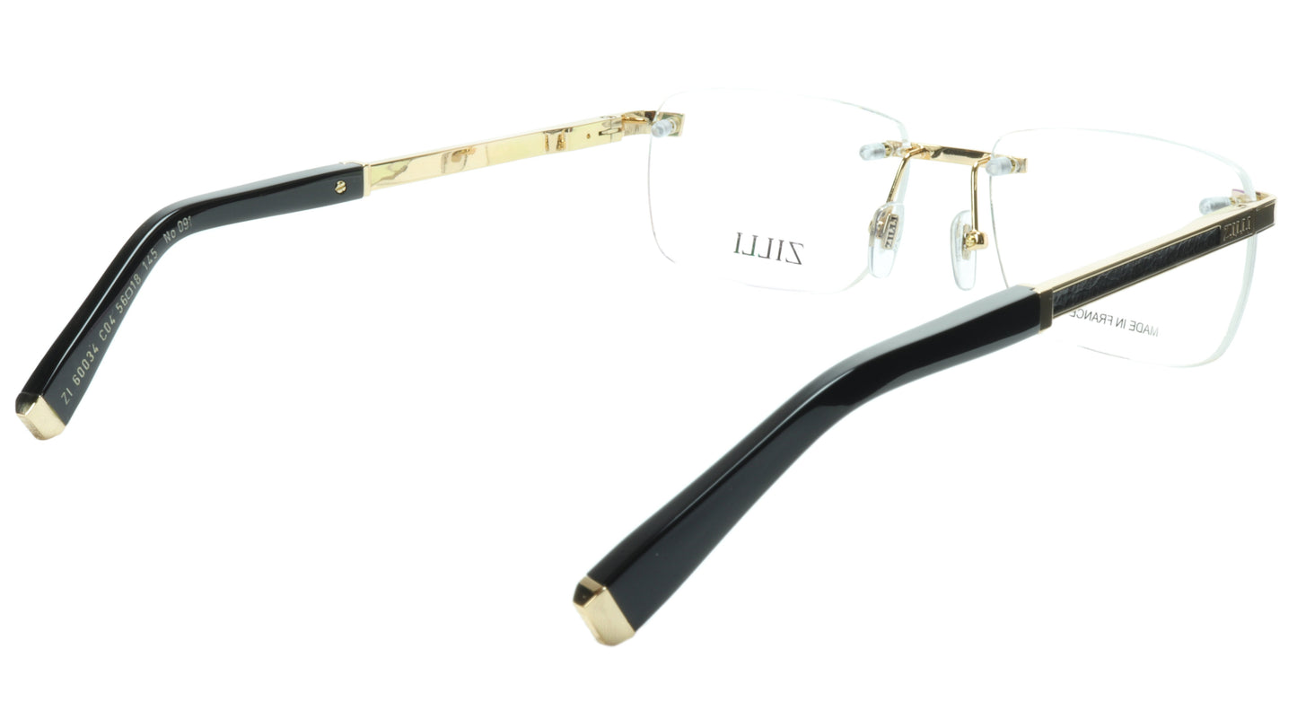 ZILLI Eyeglasses Frame Titanium Acetate Black Gold France Made ZI 60034 C04 - Frame Bay
