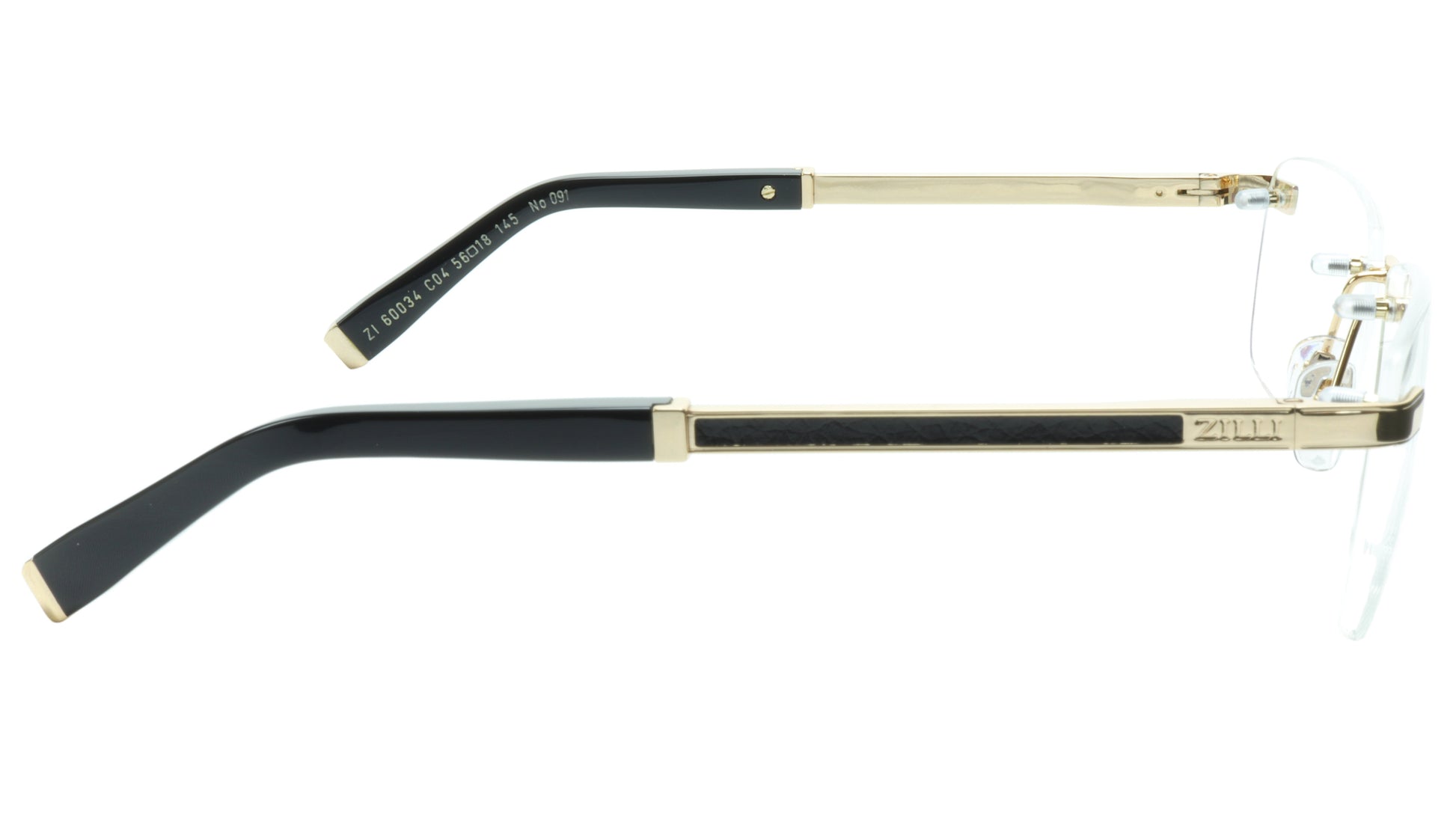 ZILLI Eyeglasses Frame Titanium Acetate Black Gold France Made ZI 60034 C04 - Frame Bay