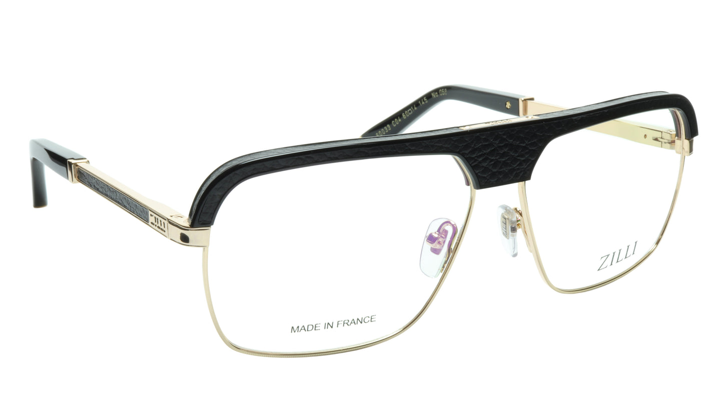 ZILLI Eyeglasses Frame Titanium Acetate Black Gold France Made ZI 60033 C04 - Frame Bay