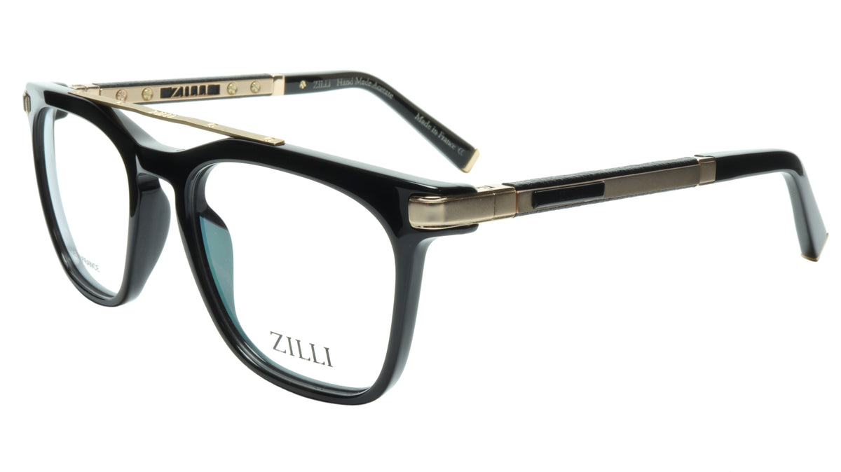 Zyle Frame ZILLI Eyeglasses Frame Titanium Acetate Black Gold France Made ZI 6001 ...