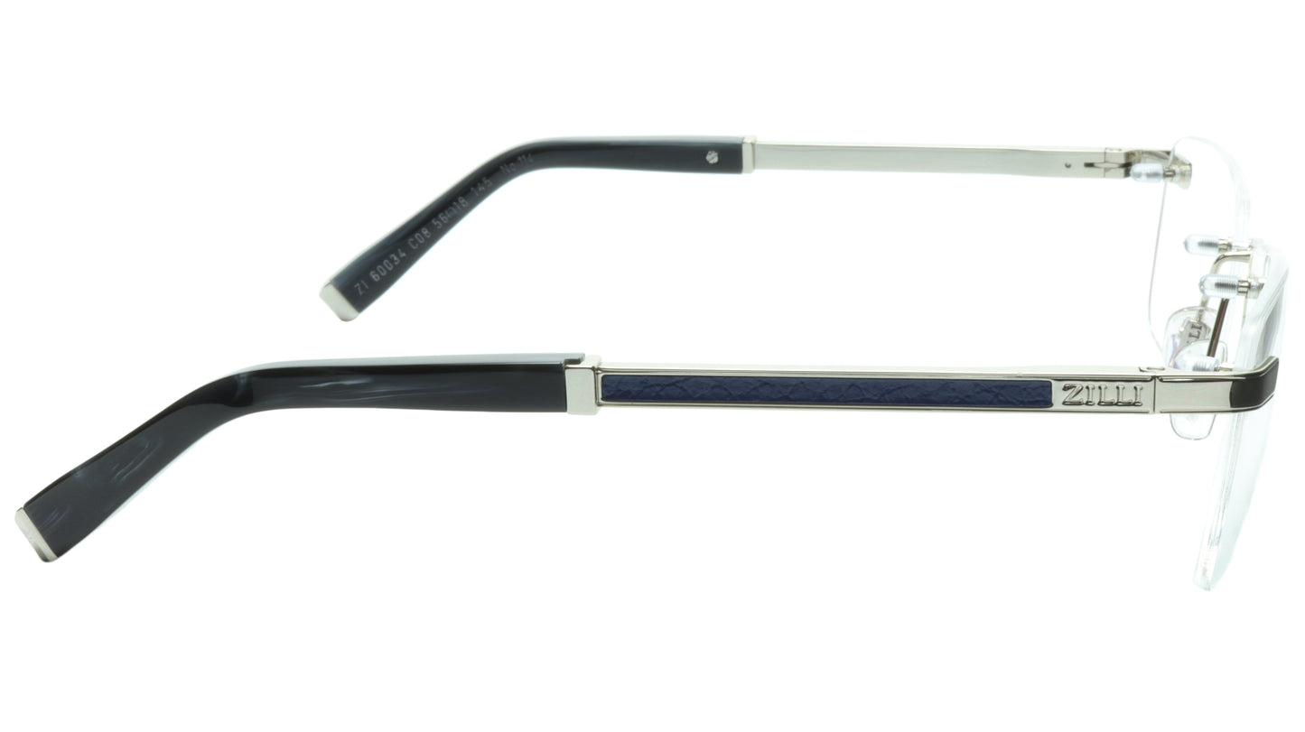ZILLI Eyeglasses Frame Titanium Acetate Silver Blue France Made ZI 60034 C08 - Frame Bay