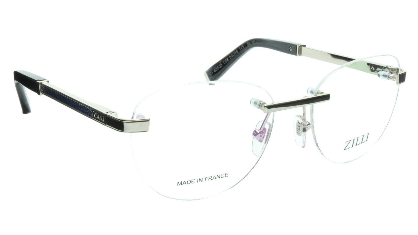 ZILLI Eyeglasses Frame Titanium Acetate Silver Blue France Made ZI 60035 C08 - Frame Bay
