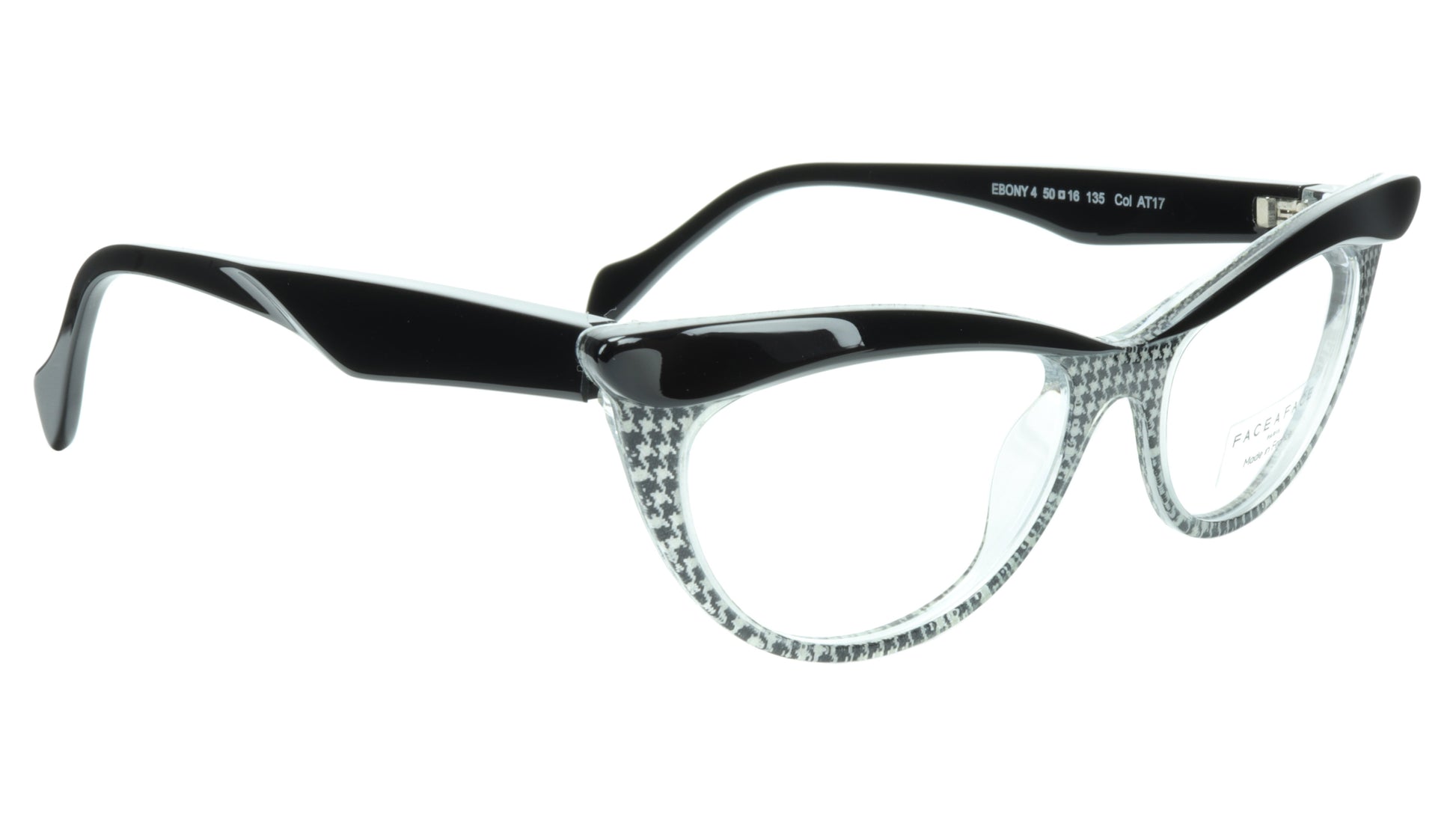 Face A Face Eyeglasses Frame Ebony 4 AT17 Acetate Black Crystal 50-16-135 31 - Frame Bay