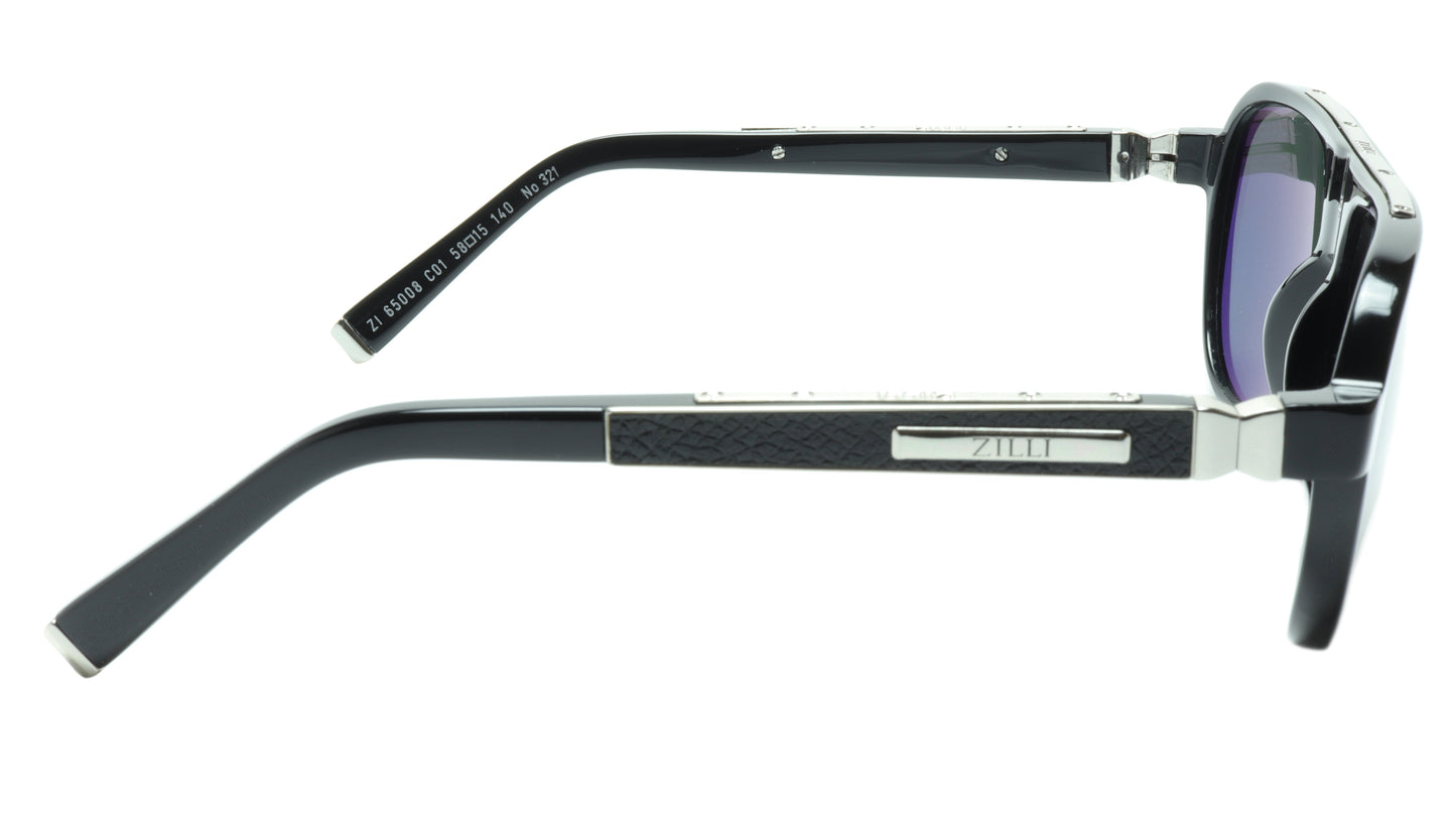 ZILLI Sunglasses Titanium Acetate Leather Silver Polarized France ZI 65008 C01 - Frame Bay