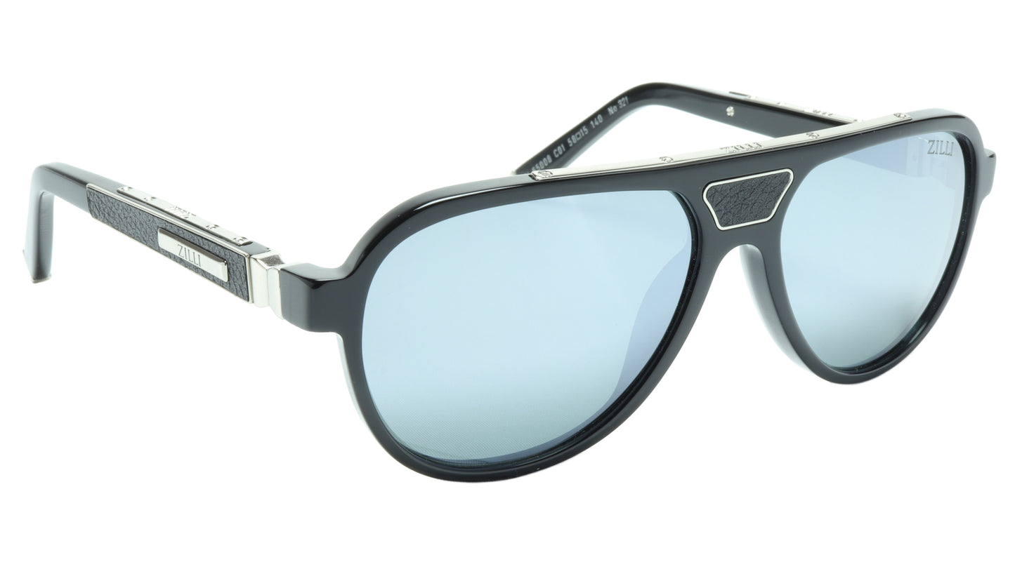 ZILLI Sunglasses Titanium Acetate Leather Silver Polarized France ZI 65008 C01 - Frame Bay