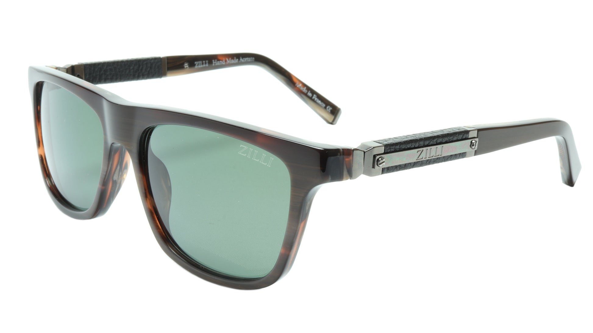 ZILLI Sunglasses Titanium Acetate Leather Gunmetal Polarized France ZI 65010 C03 - Frame Bay