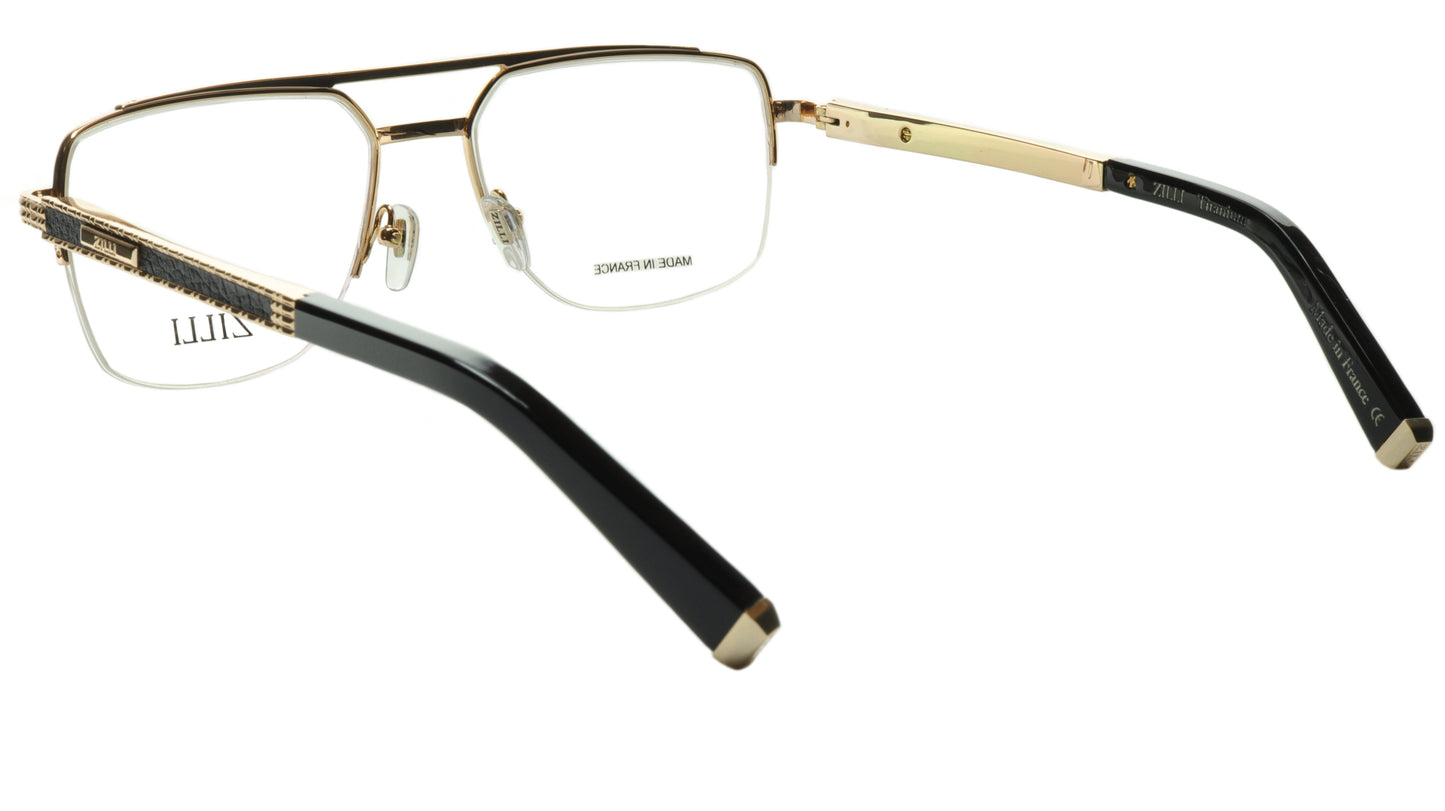 ZILLI Eyeglasses Frame Titanium Leather Acetate Gold France Made ZI 60024 C07 - Frame Bay
