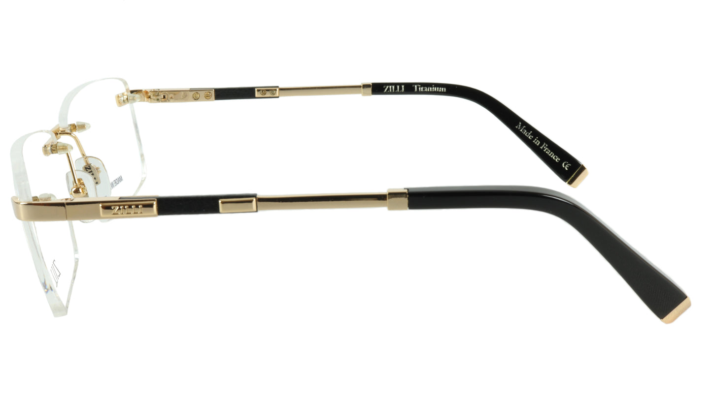 ZILLI Eyeglasses Frame Titanium Leather Acetate Gold France Made ZI 60028 C02 - Frame Bay