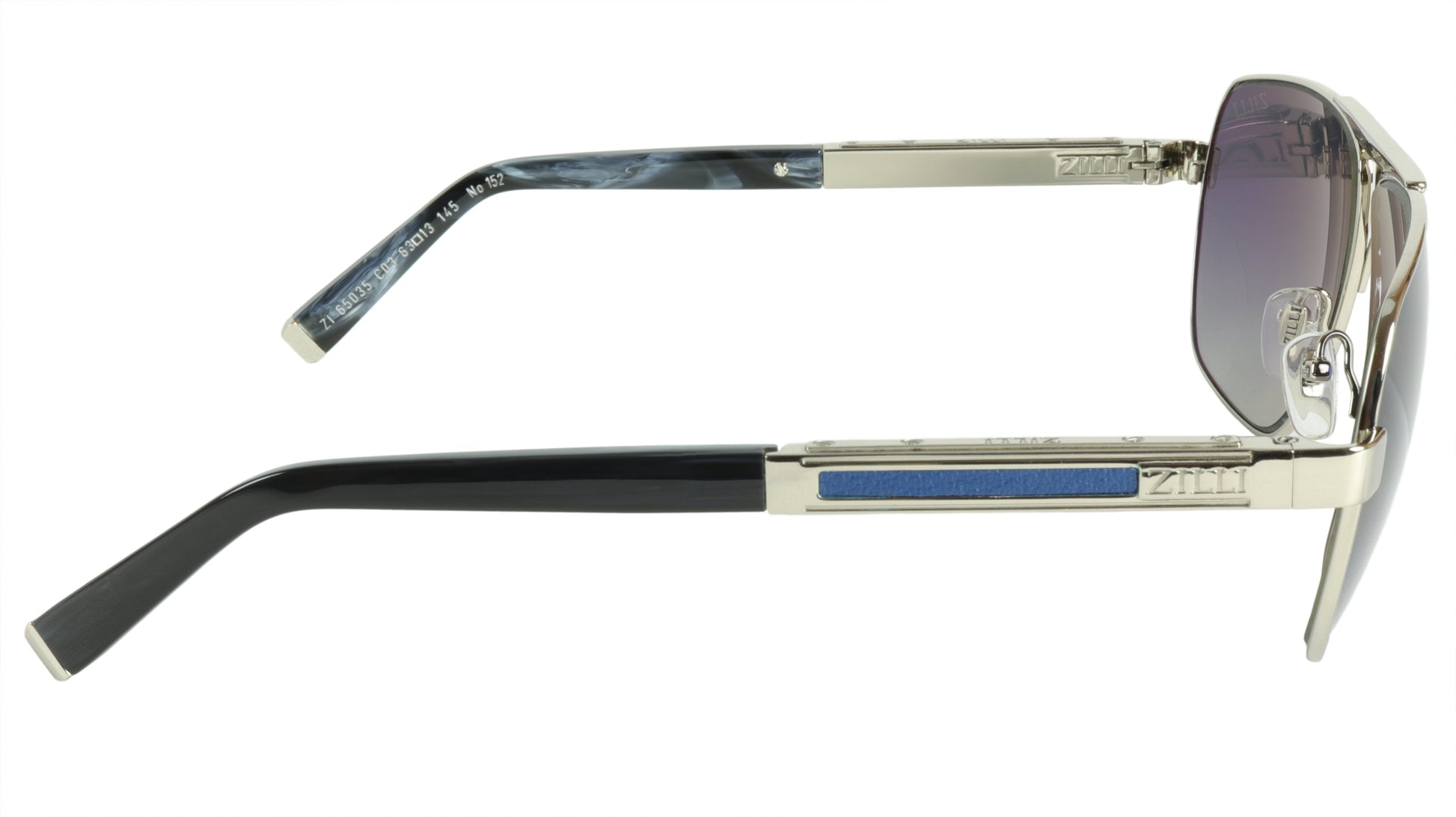 ZILLI Sunglasses Titanium Acetate Leather Polarized France Handmade ZI 65035 C03 - Frame Bay