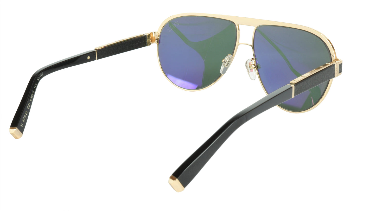 ZILLI Sunglasses Titanium Acetate Leather Polarized France Handmade ZI 65031 C01 - Frame Bay