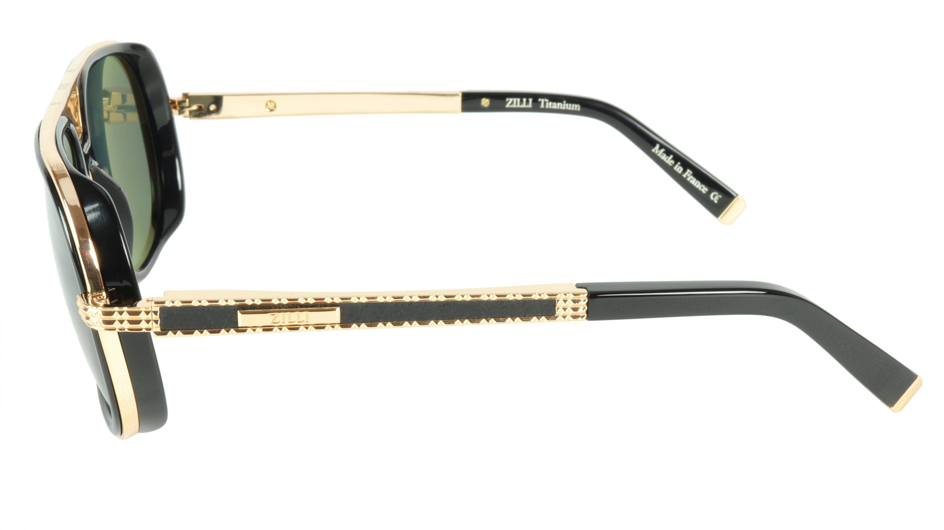 ZILLI Sunglasses Titanium Acetate Leather Polarized France Handmade ZI 65026 C01 - Frame Bay
