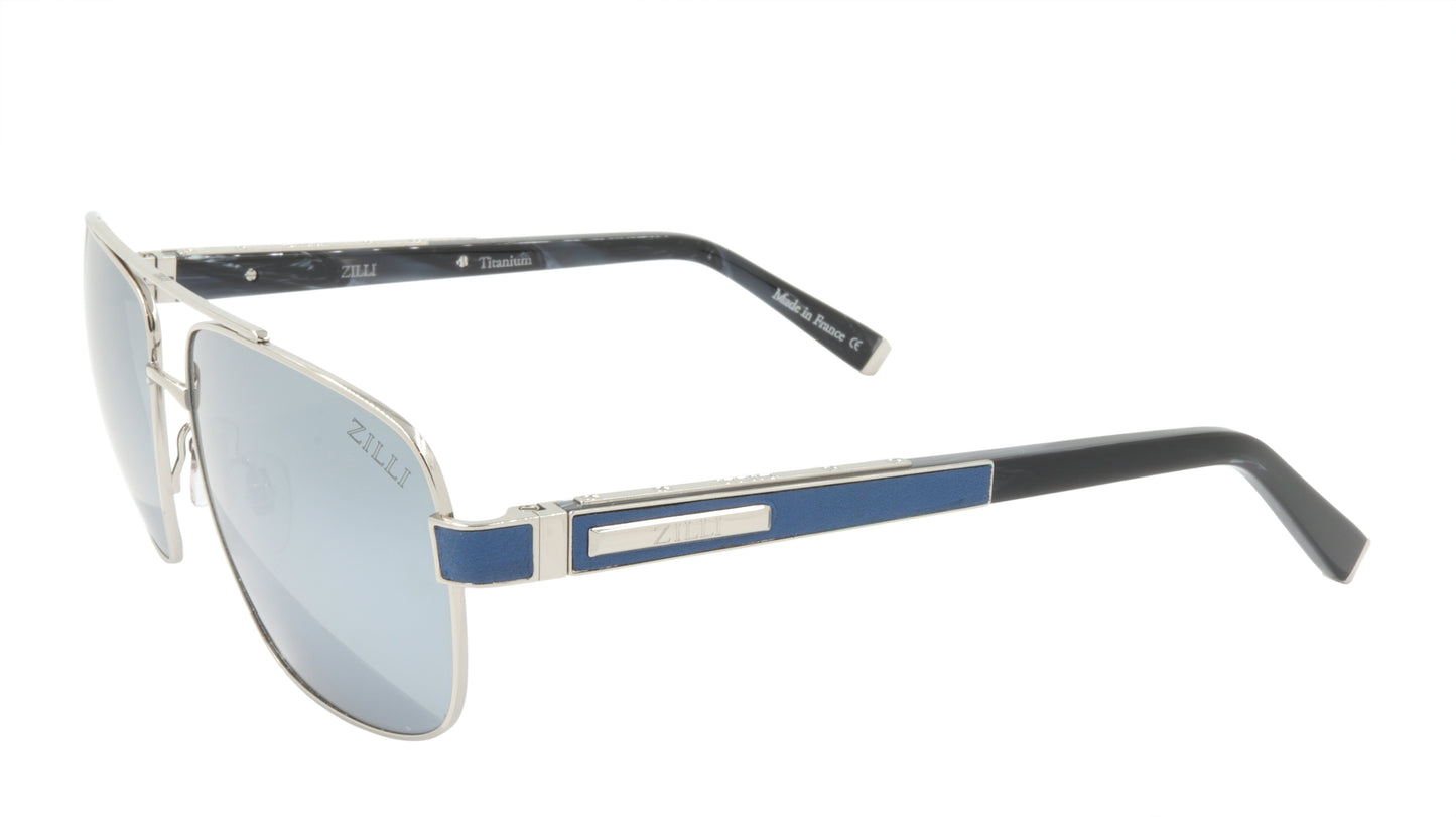 ZILLI Sunglasses Titanium Acetate Leather Polarized France Handmade ZI 65034 C03