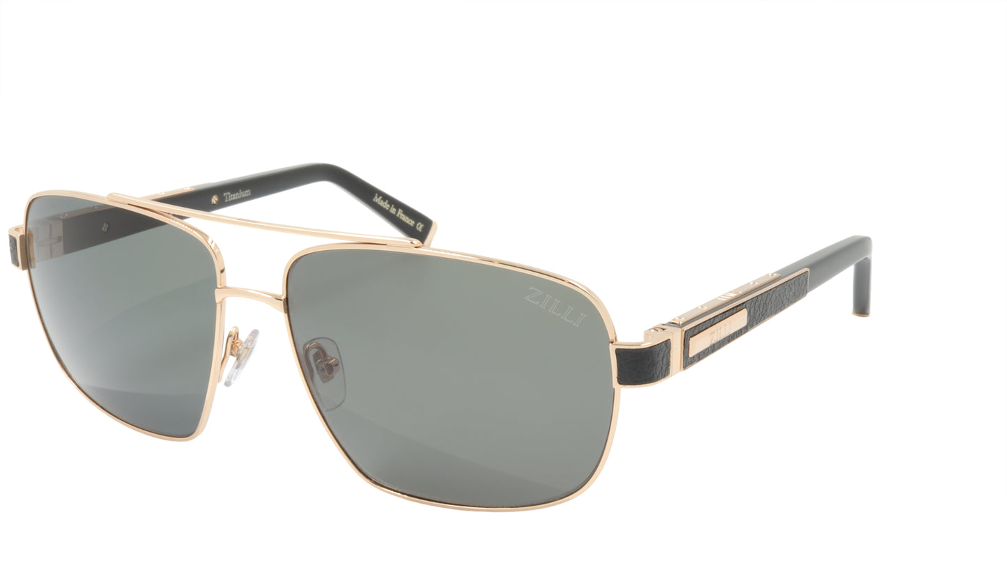 ZILLI Sunglasses Titanium Acetate Leather Polarized France Handmade ZI 65034 C01