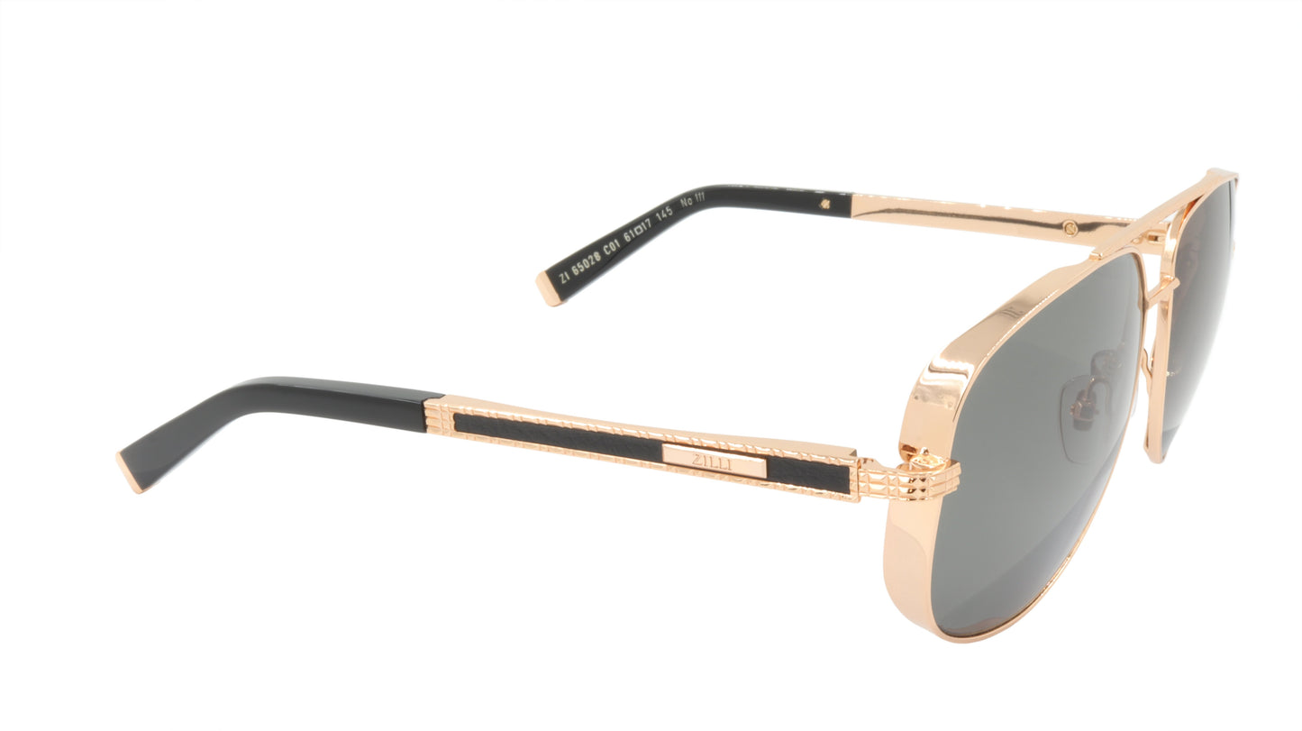 ZILLI Sunglasses Titanium Acetate Leather Polarized France Handmade ZI 65028 C01