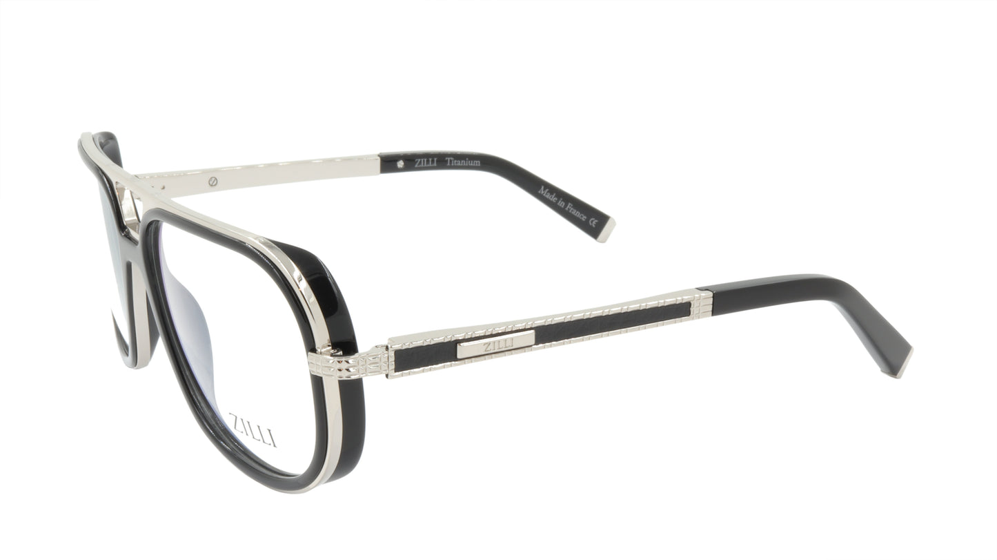 ZILLI Eyeglasses Frame Titanium Acetate Leather France Made ZI 60044 C06