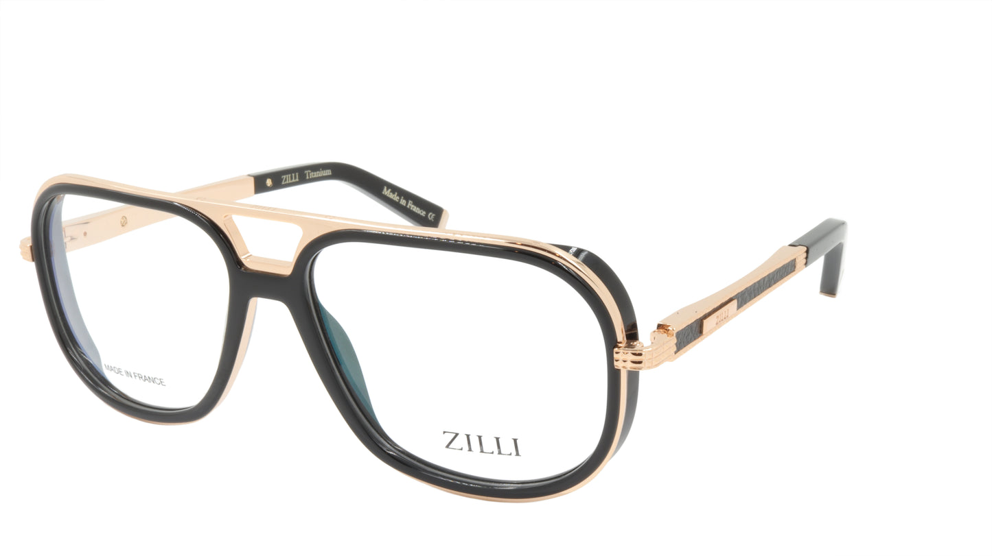 ZILLI Eyeglasses Frame Titanium Acetate Leather France Made ZI 60044 C01