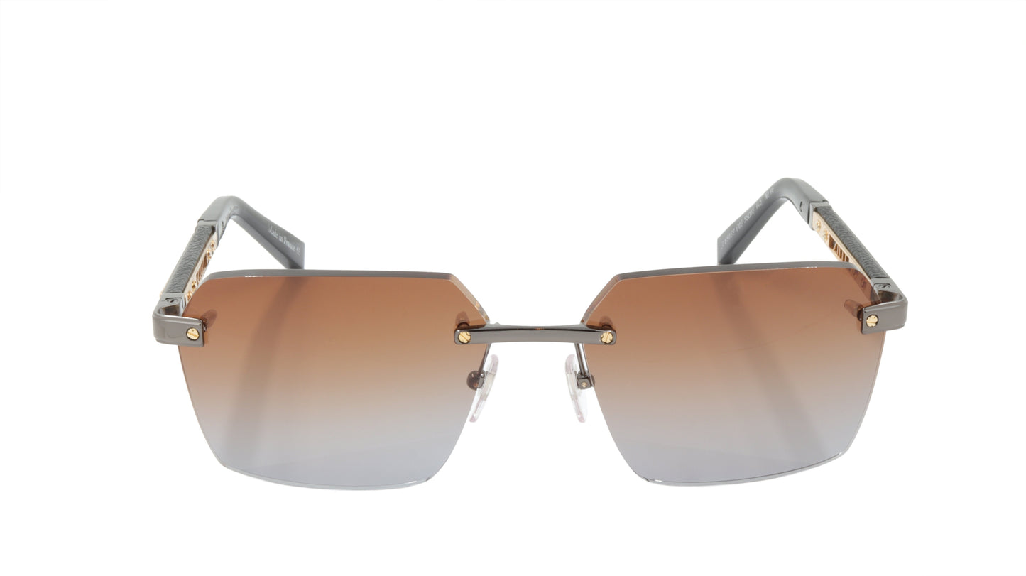 ZILLI Sunglasses Titanium Acetate Leather Gradient France Handmade ZI 65039 C03