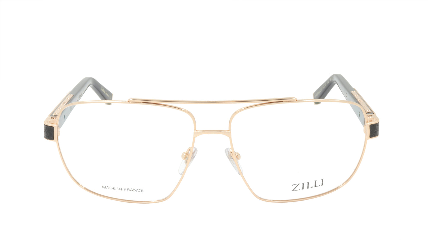 ZILLI Eyeglasses Frame Titanium Acetate Leather France Made ZI 60046 C01
