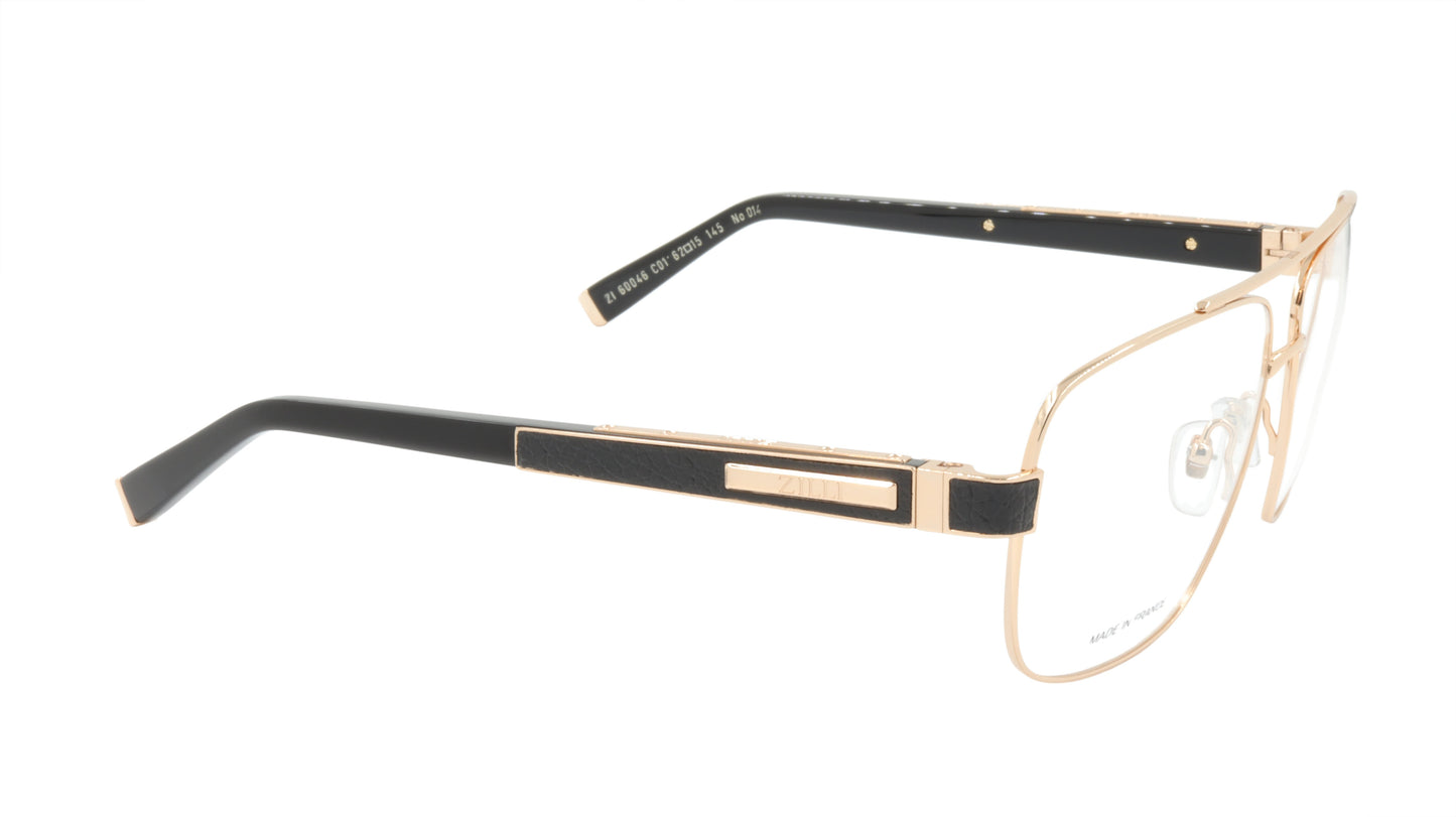 ZILLI Eyeglasses Frame Titanium Acetate Leather France Made ZI 60046 C01